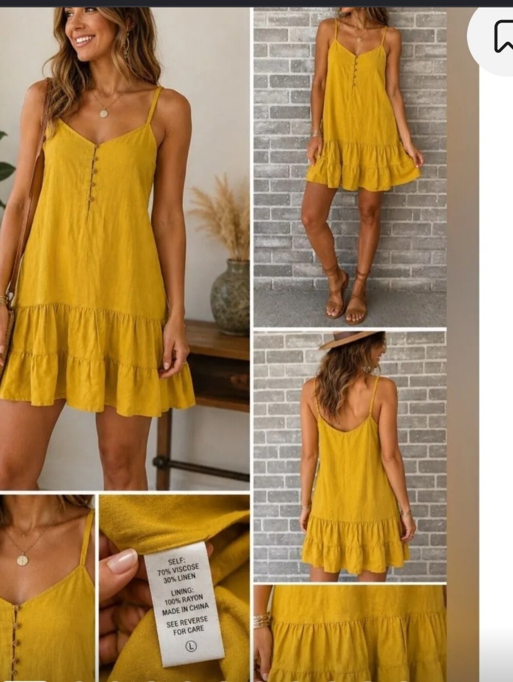 The Impeccable Pig Mustard Yellow Ruffle Mini Dress